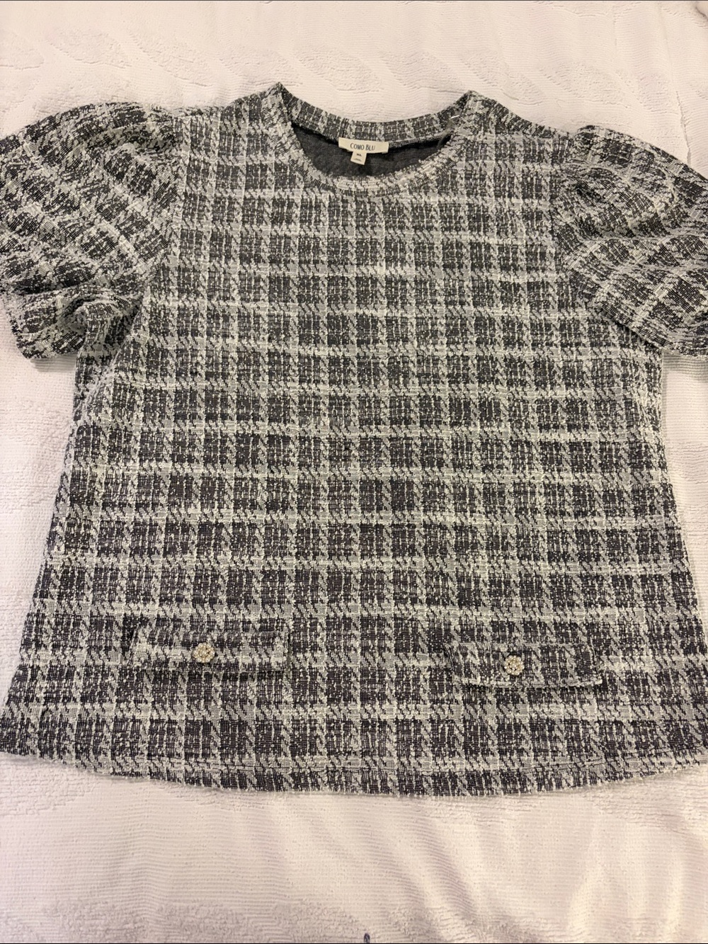 Caro Rose Black & White Checked Short Sleeve Shirt